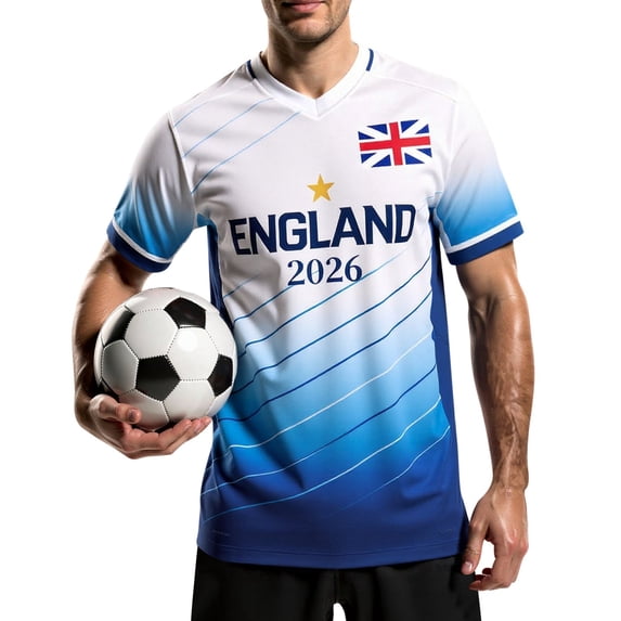 HUAXUN Men’s 2026 Team Football Shirt, Short Sleeve V-Neck Sports Top, Casual Fan Tee with National Flag Print, Breathable Athletic Apparel, M-4XL (#008 Sky Blue,M)