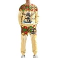 thumbnail image 1 of HUAXUN-Men's Christmas 3D Print Hoodless Sweatshirt & Jogger Set - Soft Two Piece Outfit with Festive Graphics for Holiday Season Comfort Wear(Yellow,S), 1 of 5