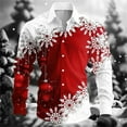 thumbnail image 1 of HUAXUN-Mens Christmas Shirts Male Autumn Winter Long Sleeve Shirt Lapel All Print Printed Breasted Shirt Shirts For Men(Red,XXXL), 1 of 3