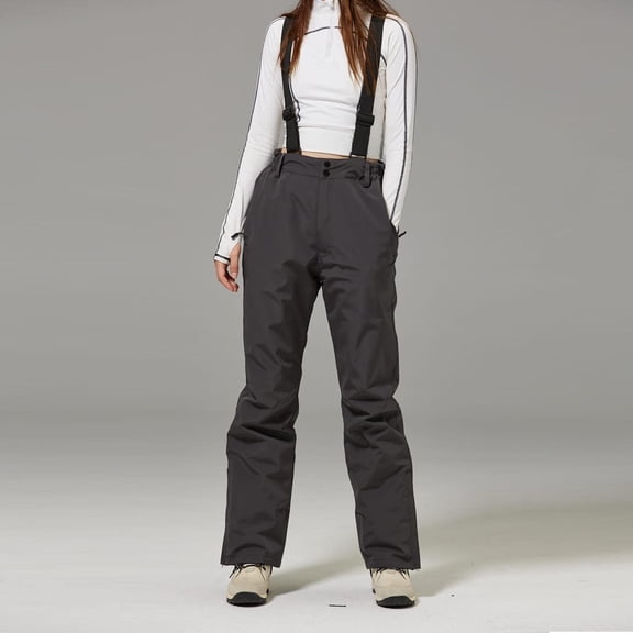 HUAXUN-Snow Pants for Women - Waterproof Windproof Ski Pants with Adjustable Suspenders,Womens Snow Pants & Mens Winter Overalls for Skiing Snowboarding & Outdoor Activities(Dark Gray,M)