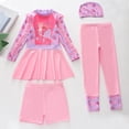 thumbnail image 1 of HUAXUN Swimsuit for Girls 4 Piece Swim Set,Long Sleeve Rash Guard Top & Detachable Long/Short Swim Pants with Cap, UPF Sun Protective Swimwear(Pink2,10-12 Years), 1 of 4