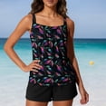 thumbnail image 1 of HUAXUN Tankini Swimsuits Cute Swimsuit V Neck High Waisted Skirted Bottom Drawstring Backless Design Beachwear 2 Piece Swimsuit Tummy Control Bathing Suit, 1 of 4