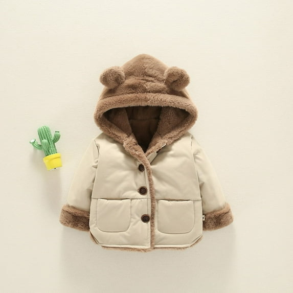 HUAXUN-Toddler Hooded Winter Jacket - Warm Outwear Coat for Baby Boys & Girls , Unisex Warm Hooded Outwear Coat(White,6-12Months)