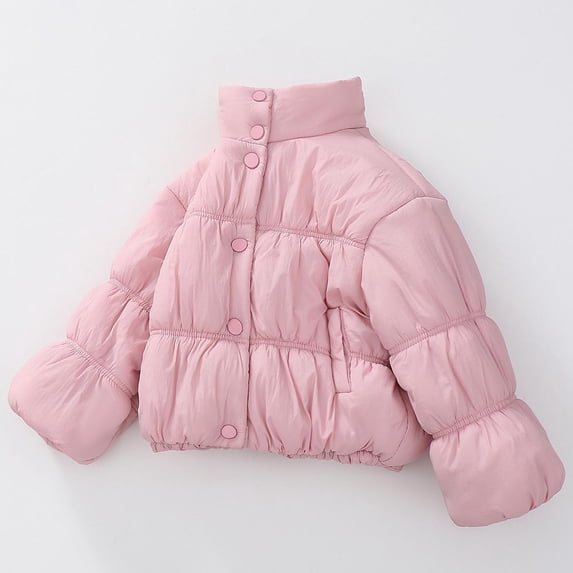 HUAXUN-Toddler Girls Puffer Jacket with Stand Collar, Thicken Windproof Short Winter Coat for & Kids,Girls' Outerwear Jackets & Coats(Pink,12-18Months)