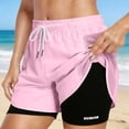thumbnail image 1 of HUAXUN Women's Athletic Running Shorts 2 in 1 Gym Running Shorts Drawstring Elastic Compression Liner Workout Athletic Shorts Breathable(Pink,S), 1 of 8