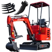 HUAYEE Mini Excavator HY12C 1.2 Ton with Rake and Ripper, Hydraulic Thumb Clamp, 1 Pack