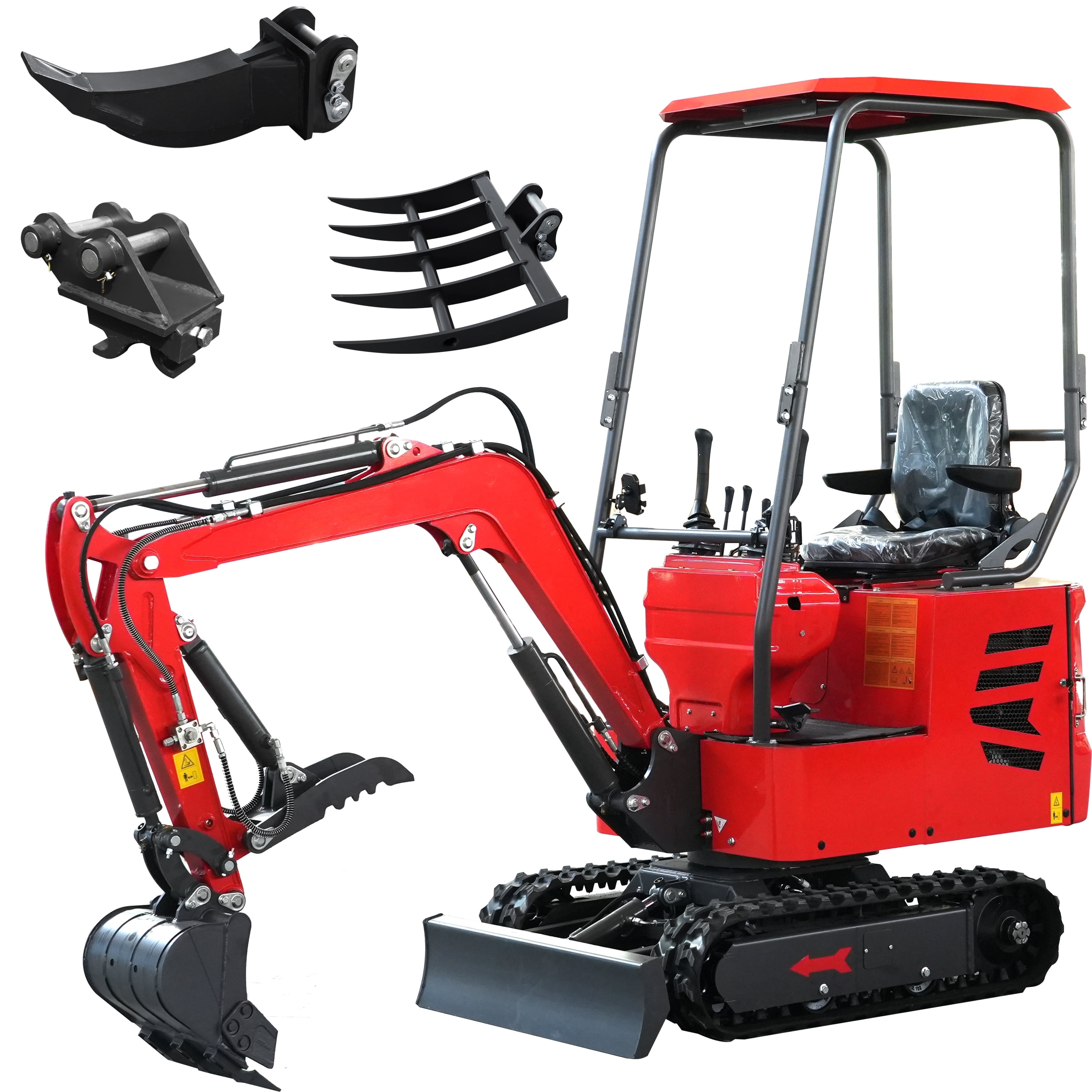 HUAYEE 1.4 Ton Cab Version Mini Excavator - HY12D, with 13.5 HP B&S Gasoline Engine, Swing Function, Mechanical Thumb Clamp, Mechanical Quick - Change, Hydraulic cooler, Electric Fan, In-stock in US