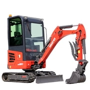 HUAYEE 2 Ton Cab Mini Excavator - HY20C, with 16HP Kubota Diesel Engine, Swing Function, Pilot Control System, Hydraulic thumb clamp, Semi-automatic Quick Change