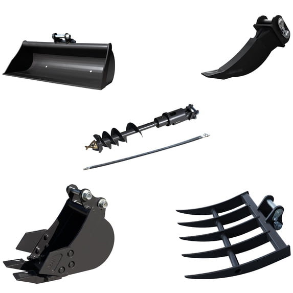 HUAYEE 5 pcs Mini Excavator Attachments, for 1-1.8 Ton Mini Excavator.in-Stock in The US, 90MM/3.54in Span, 25MM/0.98in Hole Diameter, 90MM/3.54in Central Wheelbase