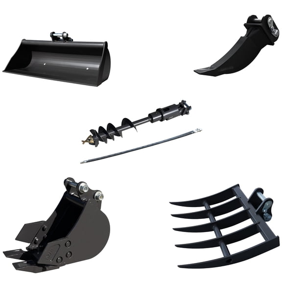 HUAYEE 5 pcs Mini Excavator Attachments, for 1-1.8 Ton Mini Excavator.in-Stock in The US, 90MM/3.54in Span, 25MM/0.98in Hole Diameter, 90MM/3.54in Central Wheelbase