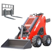 HUAYEE HY360C Mini Skid Steer Loader 13.5HP B&S Gas Engine - Wheeled, Stand-On, Dual Pump Dual Valve - w/ Pallet Forks & Delivery/Unloading Service Included