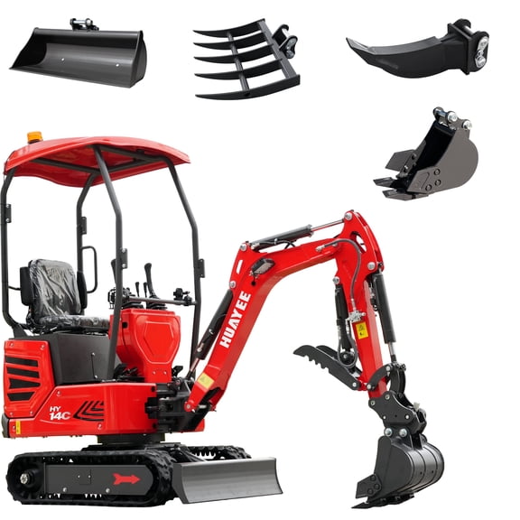 HUAYEE Mini Excavator HY-14C 1.4T 13.5HP Gas Engine With 4 Attachments
