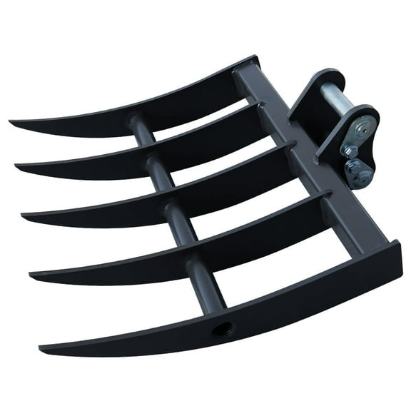 HUAYEE Mini Excavator Rake for 1-1.8 Ton Machines Heavy-Duty Attachment with Pins in-Stock in The US 90MM/3.54in Span, 25MM/0.98in Hole Diameter, 90MM/3.54in Central Wheelbase