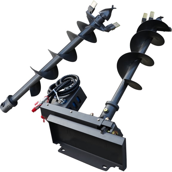 HUAYEE Mini Skid Steer Loader Auger Accessories With 7.87in/20cm & 11.81in/30cm. Dia. Drill, Heavy Duty Drill Bit Attachment, USA Stock, Mount: Length: 23.1in, Height:8.54in, Pin Distance:14.17in