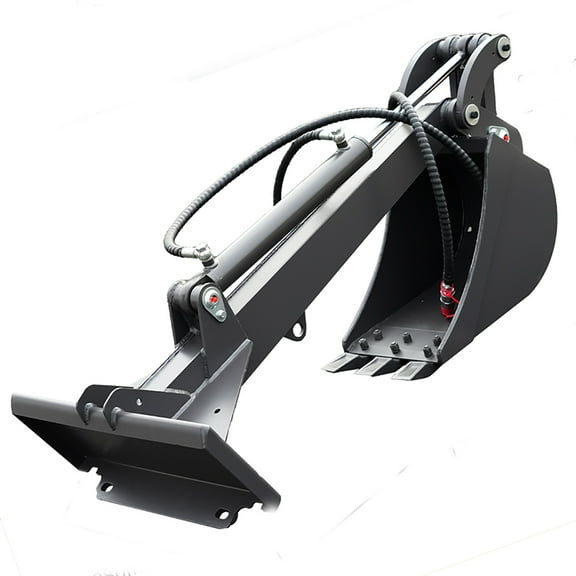 HUAYEE Skid Steer Fronthoe Bucket Attachment, Extended Straight Digger Backhoe Mini Skid Steer Accessories, USA Stock, Mount: Length: 23.1in, Height:8.54in, Pin Distance:14.17in