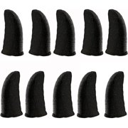 HUAYUWA 5 Pair Sweat-proof Fingers Gloves Seamless Touch Screen Mobile Game Controller Thumbs Finger Sleeves for PUBG Phone Gaming Accessories, Black + Black
