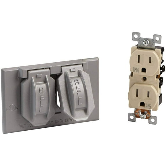 HUBBELL ELECTRICAL PROD 5712-5WRTR 1 GANG HORIZONTAL RECEPTACLE/COVER IN GRAY