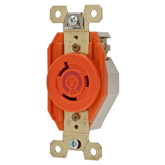 HUBBELL WIRING DEVICE-KELLEMS Locking Receptacle,Industrial,20,Orange IG2340