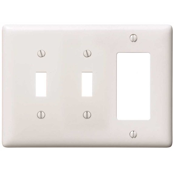 HUBBELL WIRING PJ226W 2-Gang White Medium Size Toggle and Decorator Wall Plate