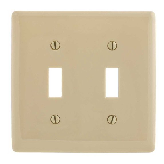HUBBELL WIRING PJ2I 2-Gang Ivory Medium Size Toggle Wall Plate