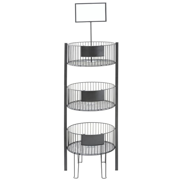 HUBERT 3-Tier Dump Bin with Sign Holder - 18" Dia x 30" H