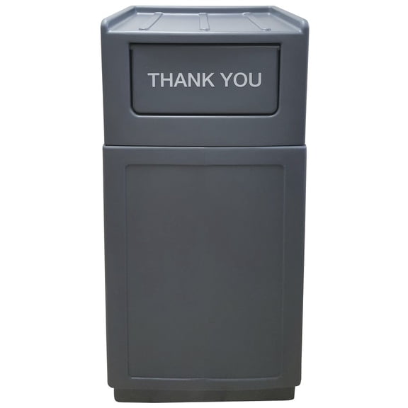 HUBERT 39 Gal Trash Receptacle with Tray Top Lid - 21 1/2" L x 14 1/2" W x 49" H