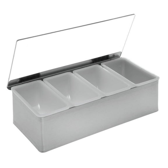 HUBERT Bar Garnish Condiment Center with 4 4-Pint Stainless Steel and Acrylic Inserts