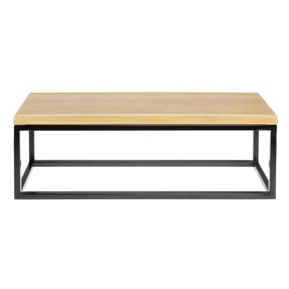 HUBERT® Black Display Riser with Butcher Block Top - 7