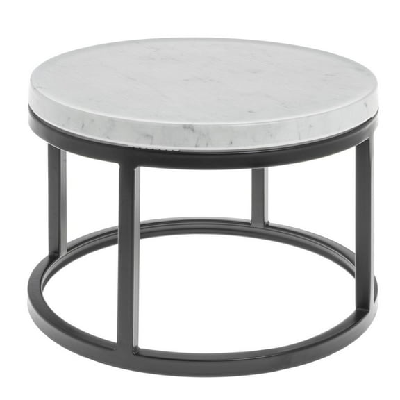HUBERT Black Display Riser with Marble Top - 11 1/5"Dia x 7 1/8"H