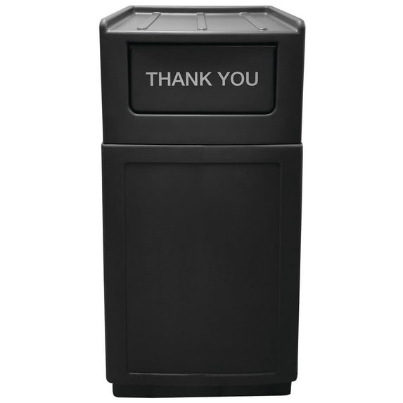 HUBERT® Black Trash Receptacle with Lid, 39 gal - 21 1/2" L x 14 1/2" W x 49" H