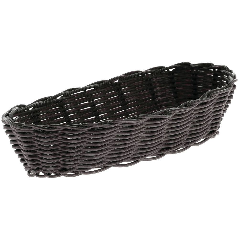 HUBERT® Bread Basket Oblong Black Woven Polypropylene - 9"L x 4"W x 1 7/8"H