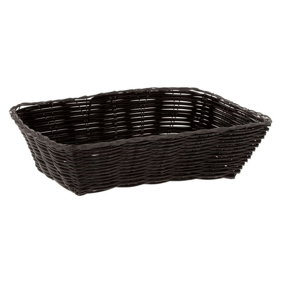 HUBERT Bread Basket Rectangular Black Woven Plastic - 9 3/4"L x 6 3/4"W x 2 3/4"H