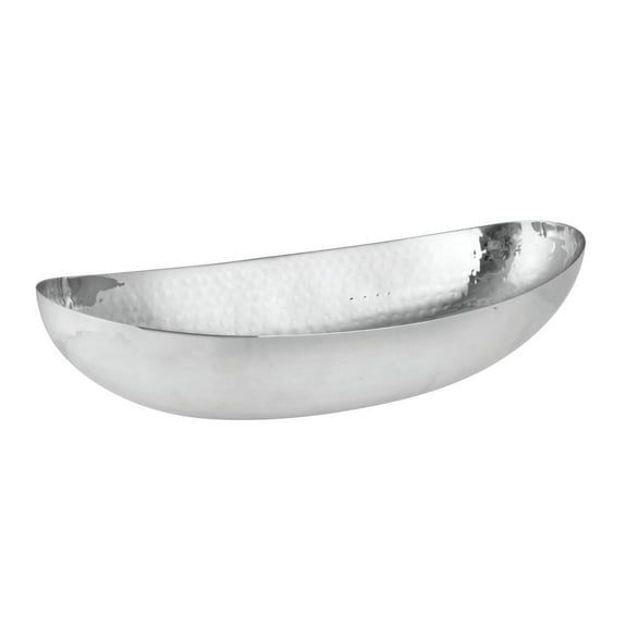 HUBERT Bread Basket, Stainless Steel with Hammered Finish- 16" L x 7" W x 4" H