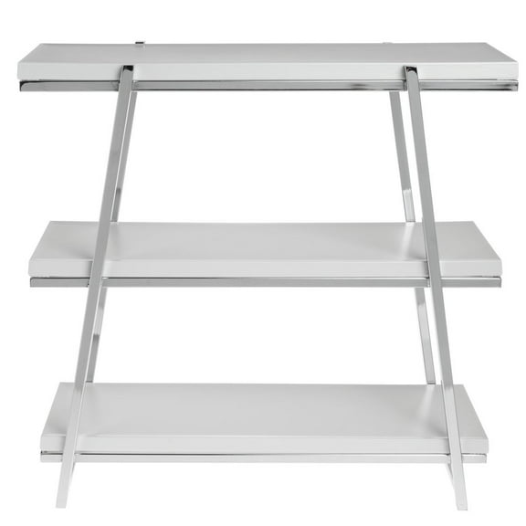 HUBERT Chrome 3-Tier Buffet Stand with White Shelves