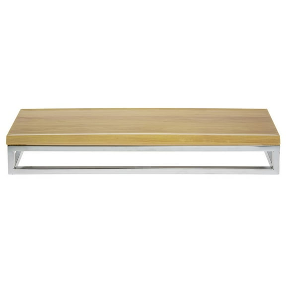 HUBERT Chrome Display Riser with Butcher Block Top - 3 1/5"H