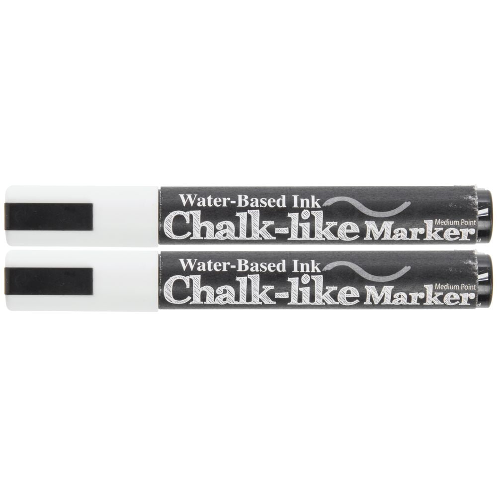 HUBERT® Chalk-like Markers White Medium Point Set of 2
