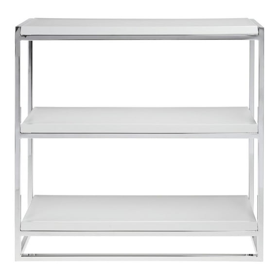 HUBERT Chrome 3-Tier Buffet Stand with White Shelves