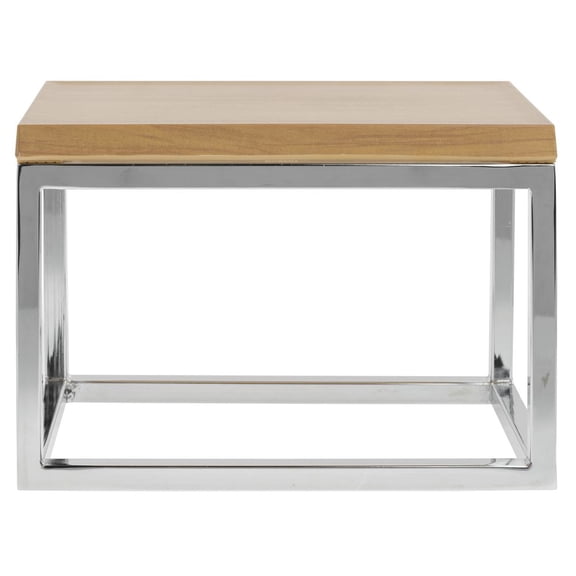 HUBERT Chrome Display Riser with Butcher Block Top - 7"H