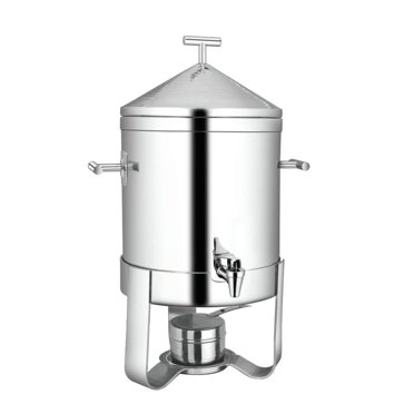 Stainless Steel Cream Server With Lid - 1.9L Double-Wall Insulated, Etched "Soy Milk", Push-Button Dispenser