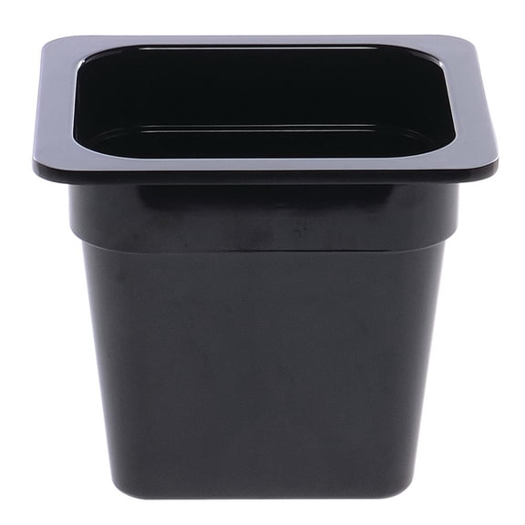 HUBERT Cold Food Pan 1/6 Size Black Melamine - 6 3/8" L x 6 15/16" W x 6" H