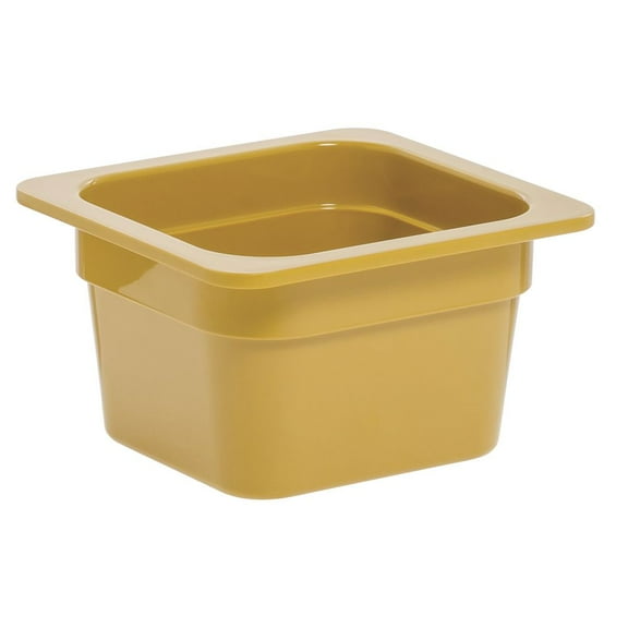 HUBERT Cold Food Pan 1/6 Size Mustard Yellow Melamine - 6 3/8"L x 6 15/16"W x 4"H