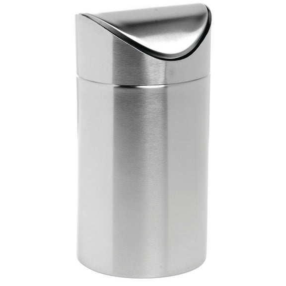 HUBERT Countertop Trash Can with Swing Top Stainless Steel - 4 5/8"Dia x 9 1/8"H
