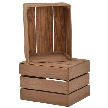 HUBERT® Crate Early American Stained Wood Rectangular - 17 1/2 L x 14" W x 12" H