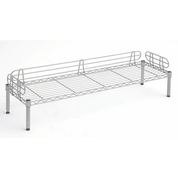 HUBERT Deli Bunk Display Fixture 1-Tier Soft Silver Wire - 48" L x 14" D x 7" H