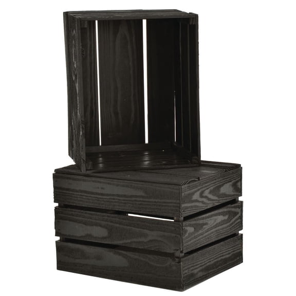 HUBERT® Display Crate Black Wooden - 17 1/2 L x 14" W x 12" H