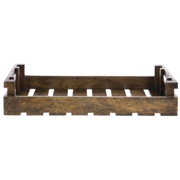HUBERT Display Crate Rectangular Brown Mango Wood Farm Look Crate - 30 1/2"L x 18"W x 5 3/4"H