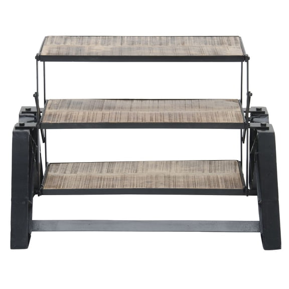 HUBERT Display Table Black Iron and Mango Wood 3-in-1-30 W x 17" D x 21" H