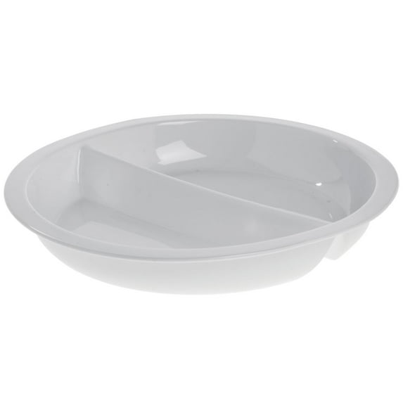 HUBERT® Divided Chafing Dish Pan 4 1/5 Quart Porcelain - 14 7/8"Dia x 2 1/8"H