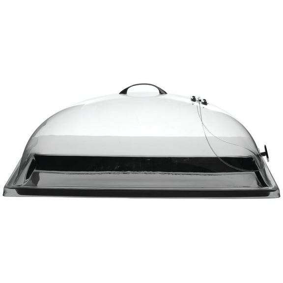 HUBERT Dome Tray Cover with Hinged Cut-Out On End Rectangular Clear Break Resistant Polycarbonate - 20" L x 12" W x 7 1/2 H