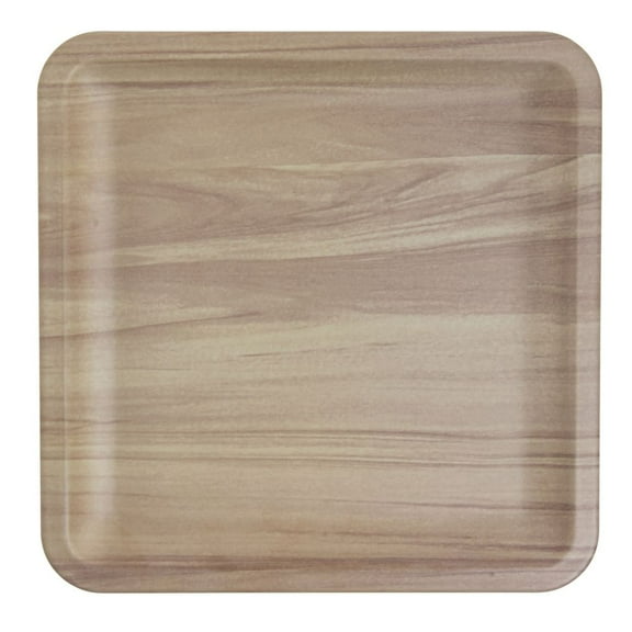 HUBERT Faux Wood Square Platter with Butcher Block Finish - 9" L x 9" W